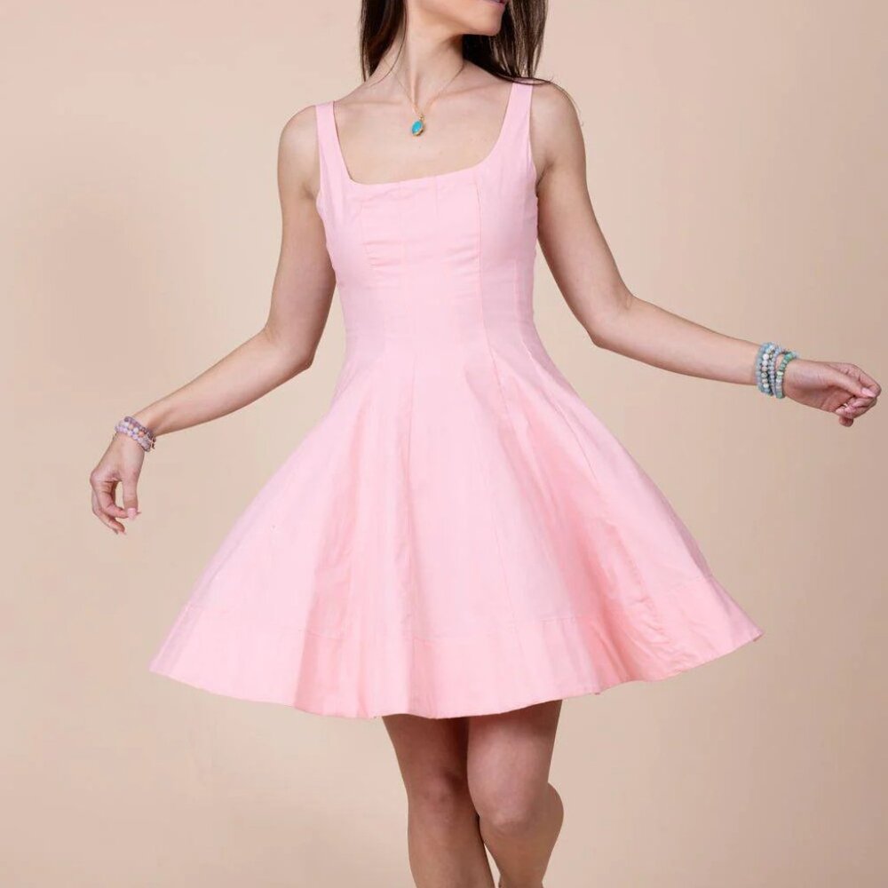 Staud Wells Poplin Minidress in Pearl Pink - Size 8